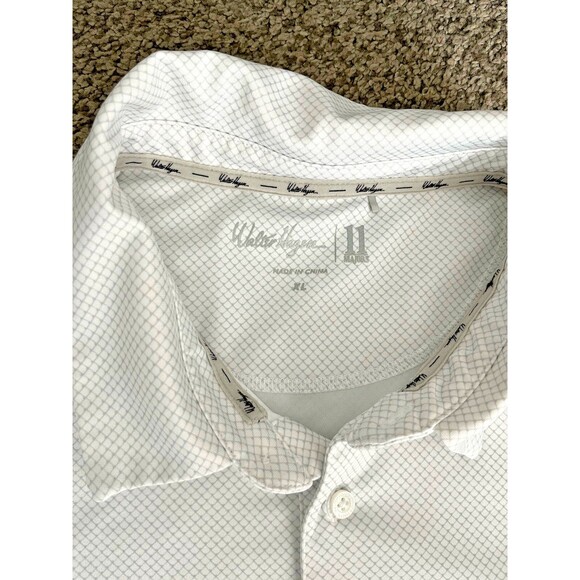 Walter Hagen Polo Shirt White Grey Fish scale Short Sleeve Golf Stretch Size XL - Picture 3 of 4